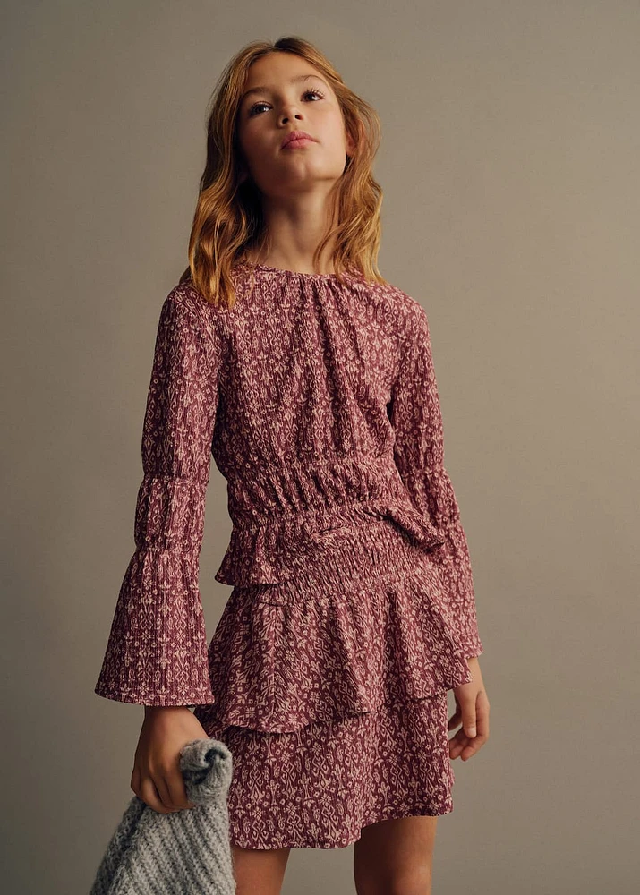 Printed skirt with ruffles