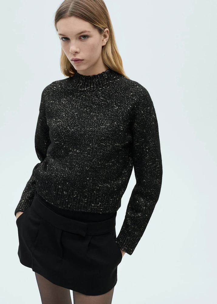 Lurex sweater with perkins neck