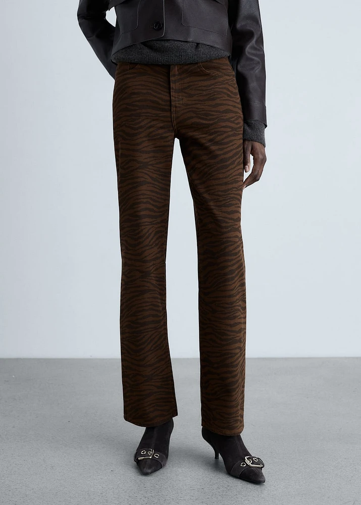 Zebra-print straight-fit jeans
