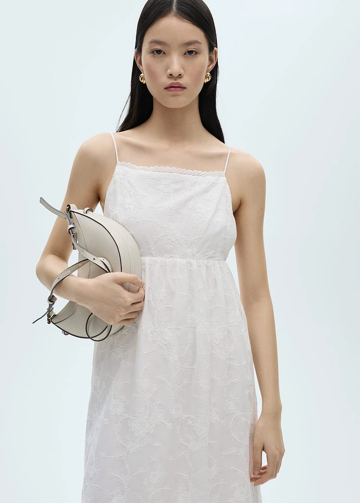 Floral embroidered dress with straps