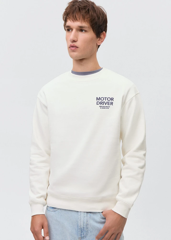 Cotton sweatshirt with printed message