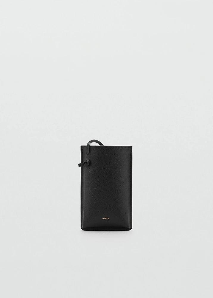 Saffiano-effect crossbody cell phone case