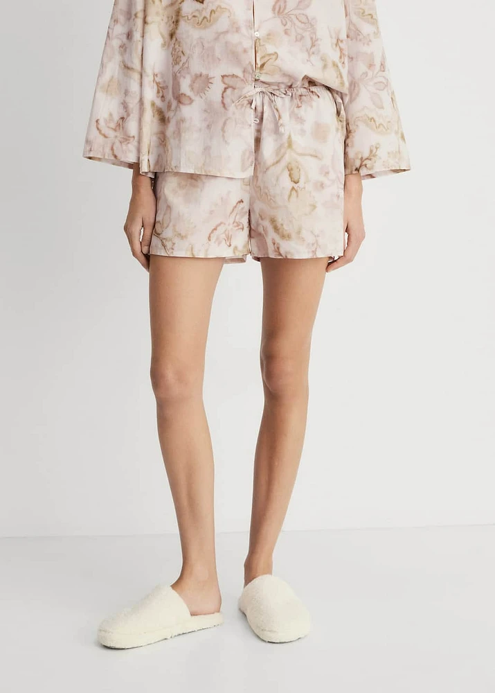 Pajama shorts with floral detail