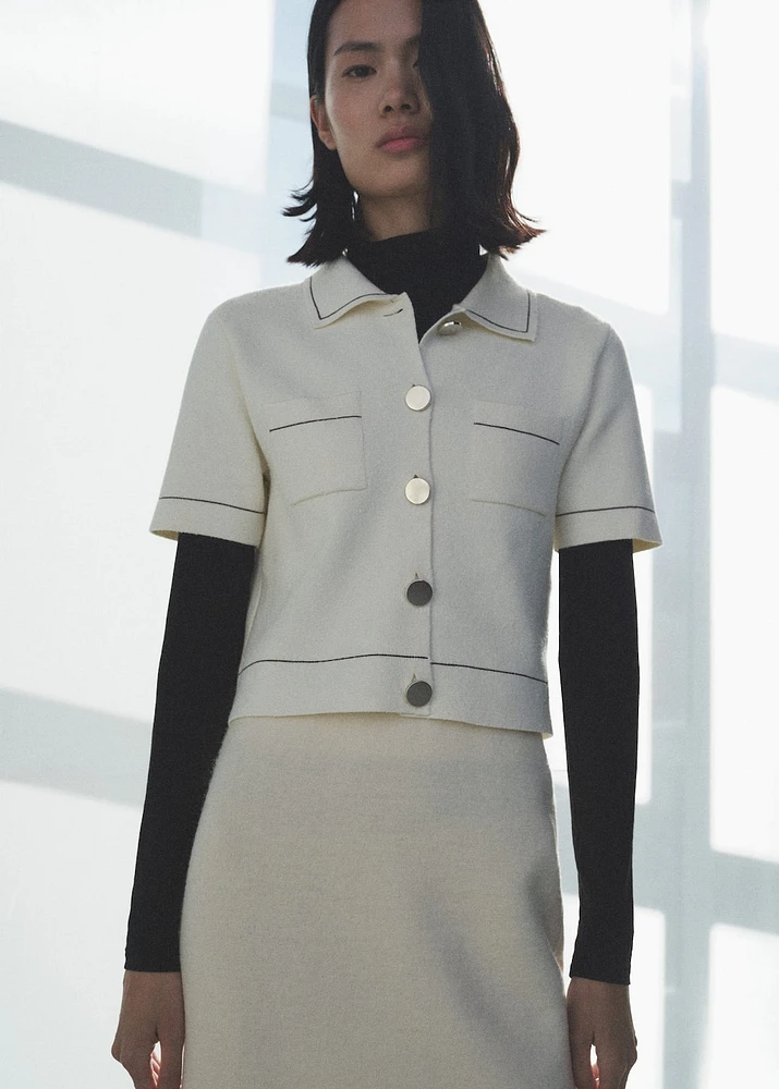 Cropped cardigan with contrasting trim