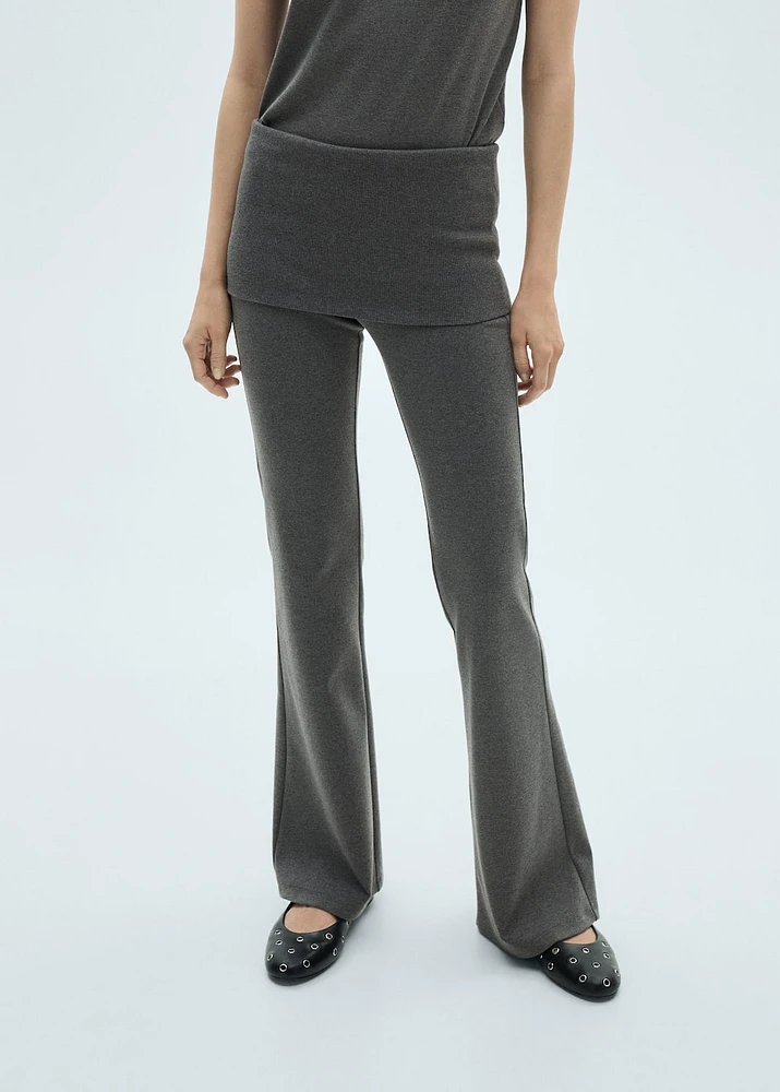 Flared pants with turn-up waist