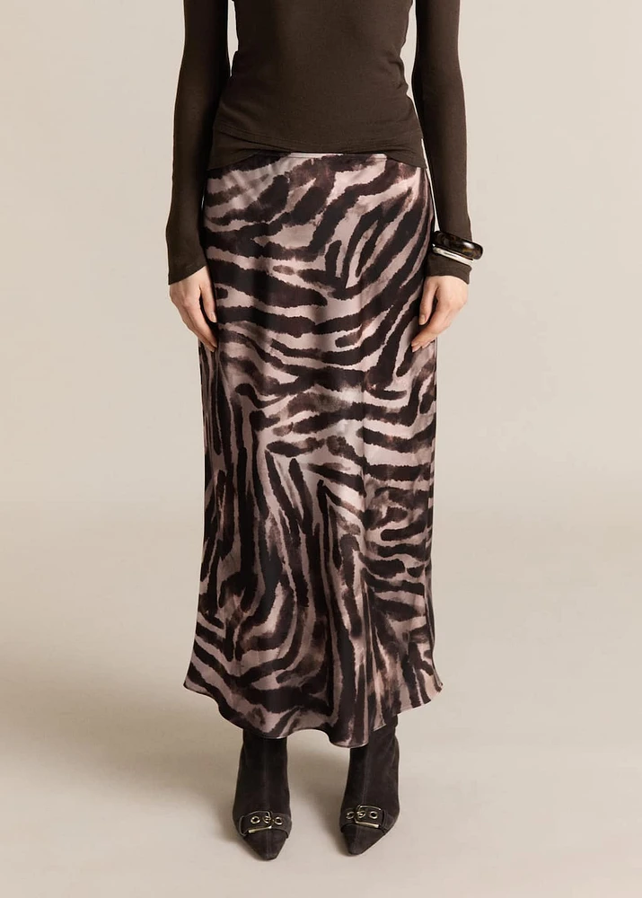 Long satin zebra skirt