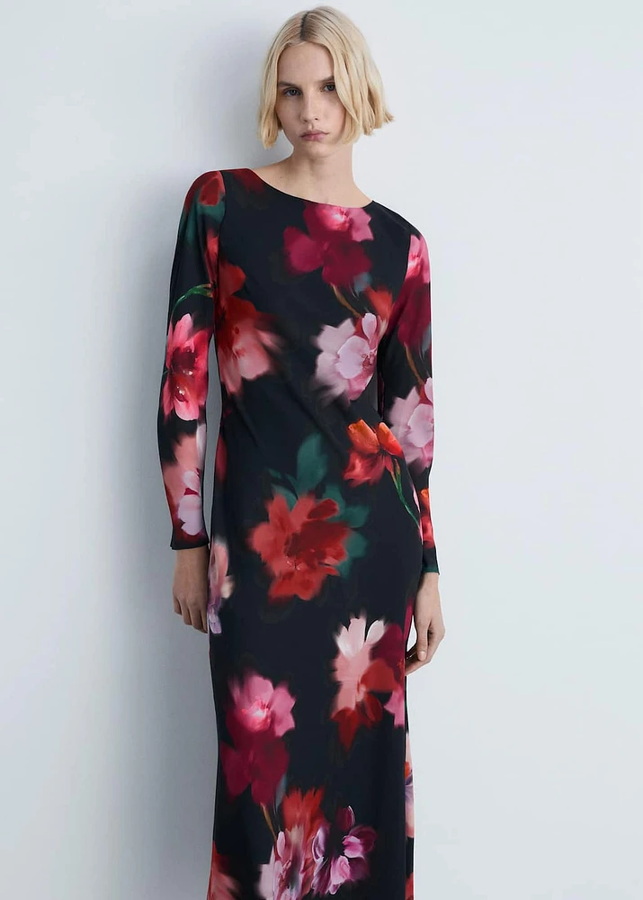 Floral-print midi-dress