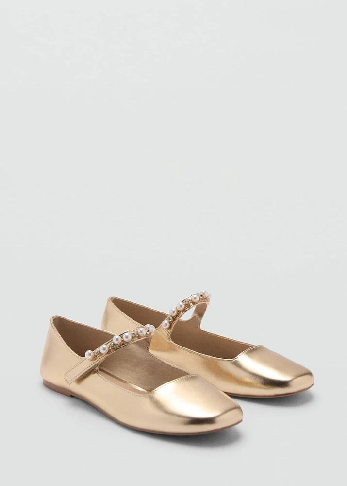 Metallic pearl ballet flats
