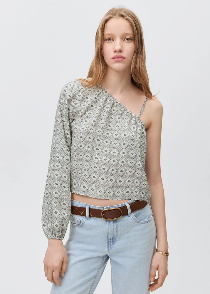 Asymmetrical printed blouse