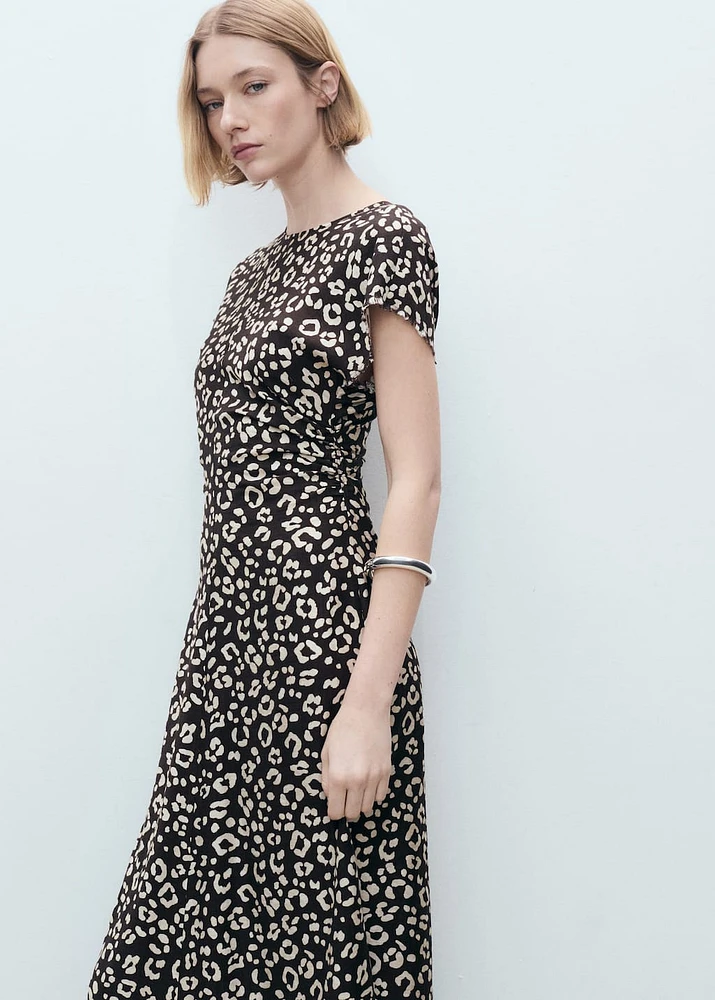 Animal-print dress with frayed edges