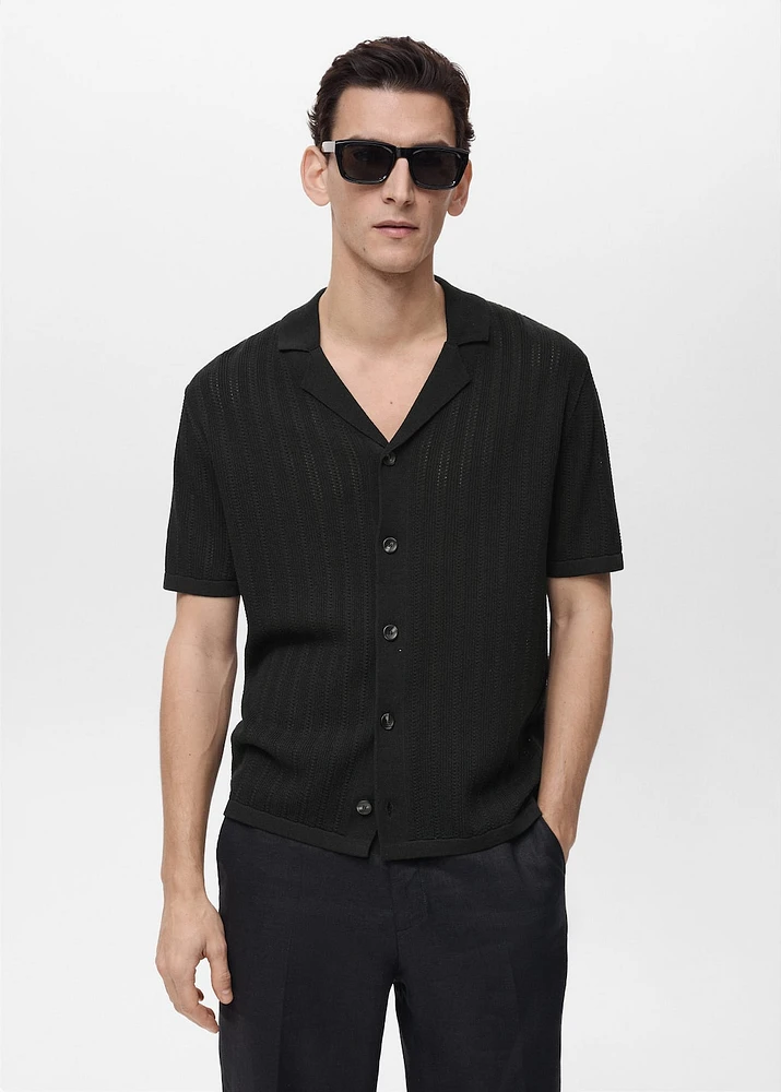 Knitted shirt with pointelle detail