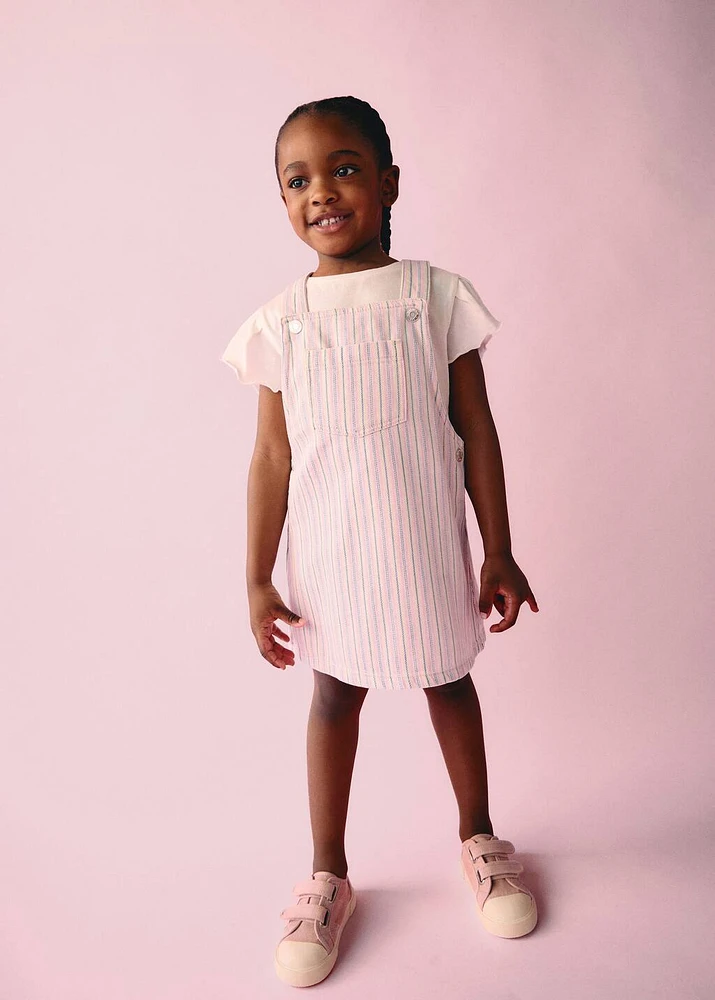 Striped denim pinafore