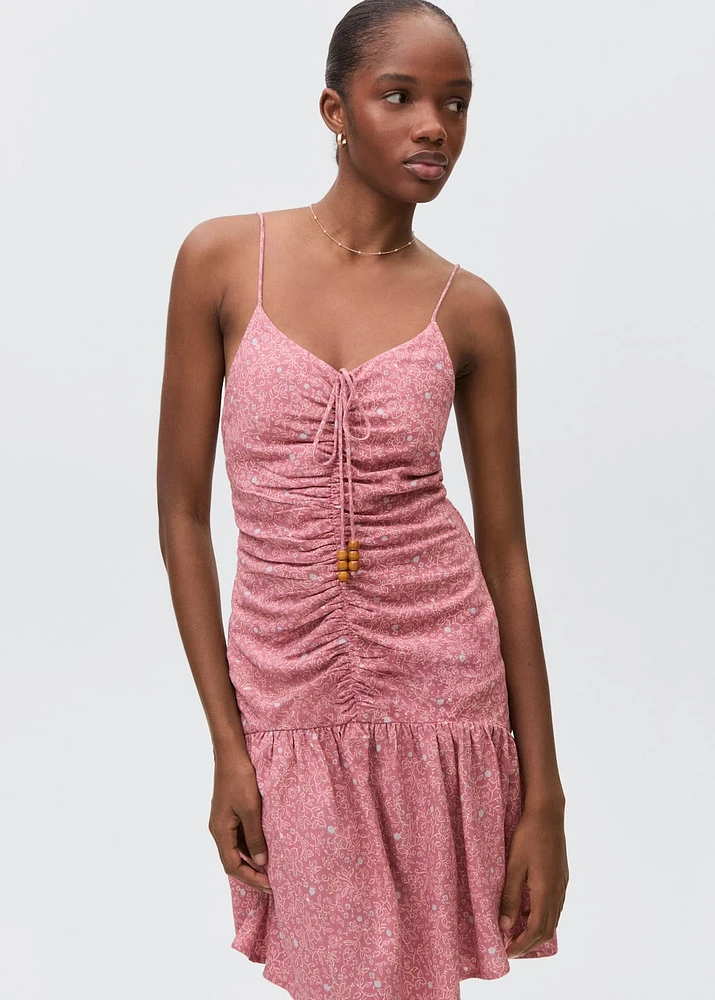 Printed ruched dress