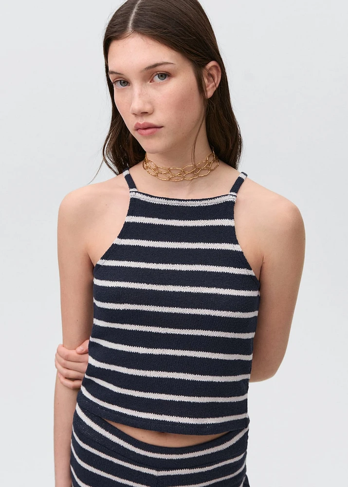 Striped halter-neck top