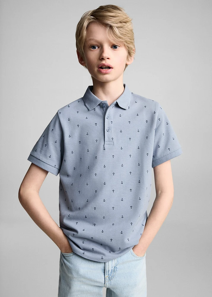 Printed cotton polo shirt