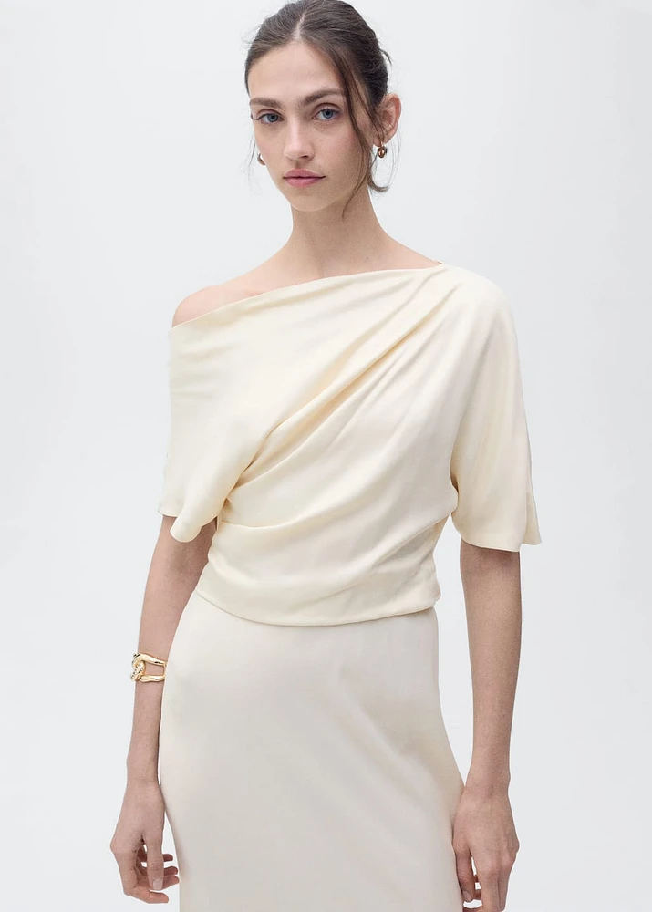 Draped asymmetrical midi-dress