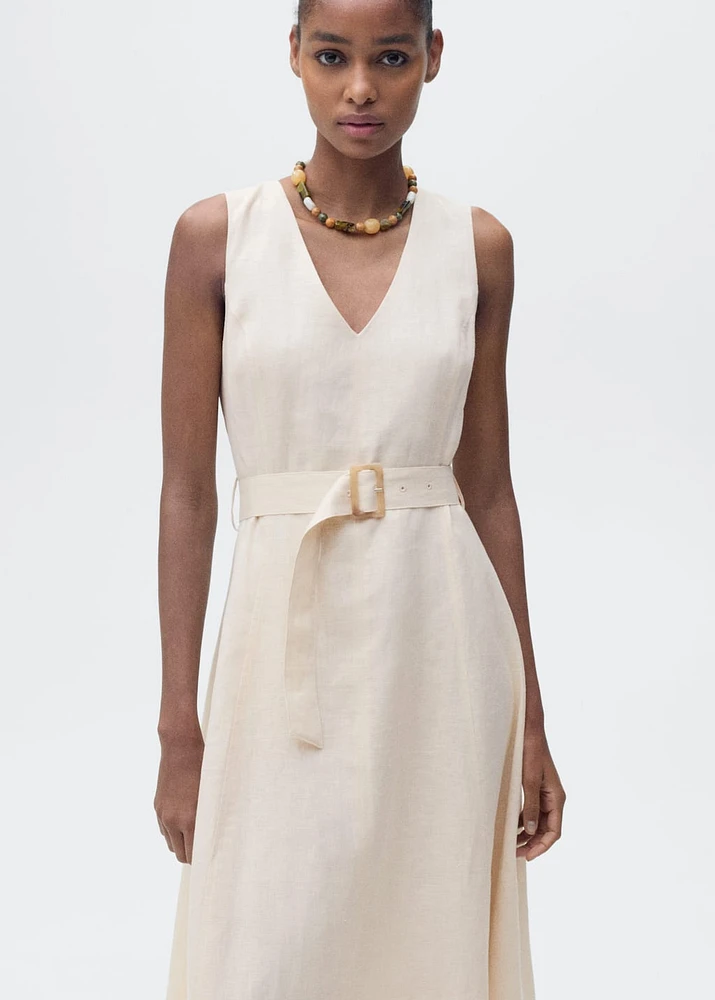 Belt linen dress