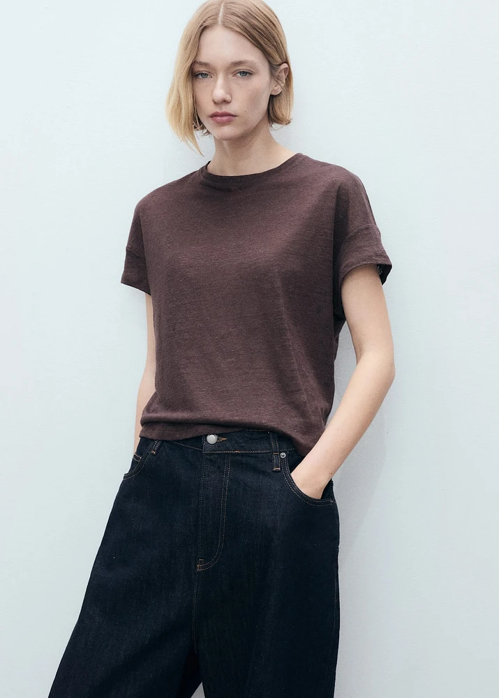 Short-sleeved linen t-shirt