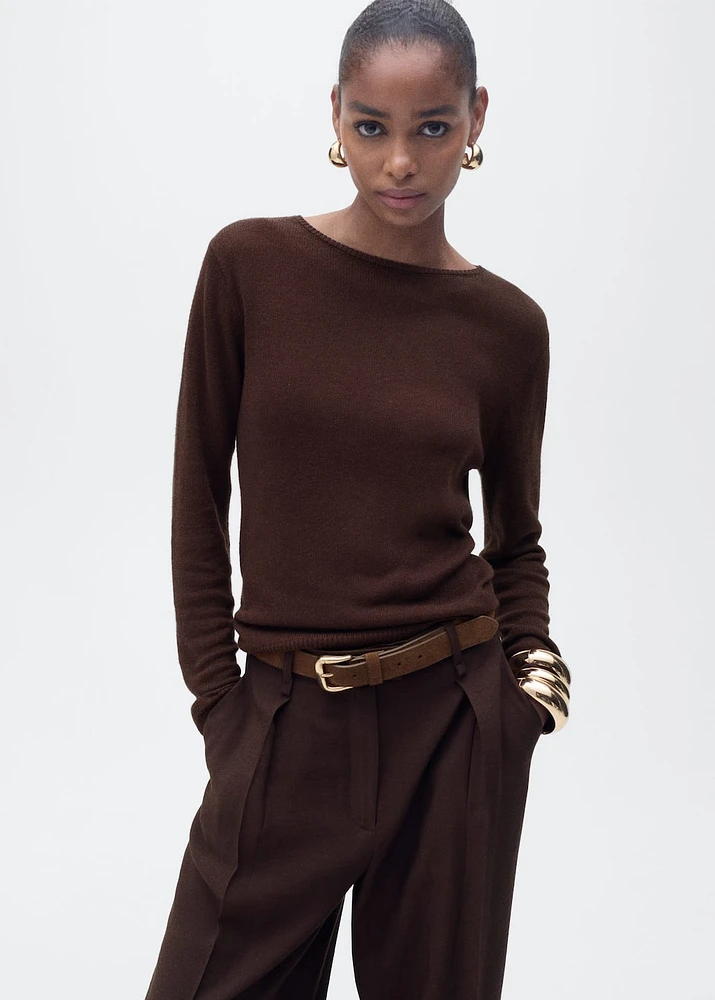 Linen-blend boat-neck sweater