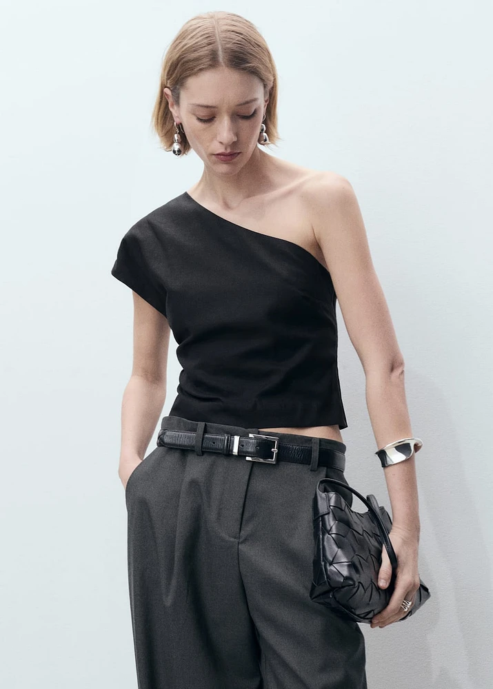 Asymmetrical linen top