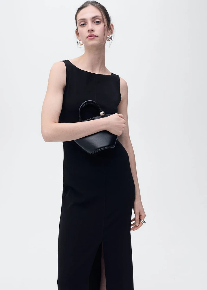 Boat-neck knitted dress
