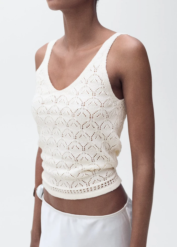 Openwork details knit top