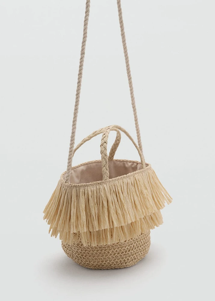 Fringed raffia bag