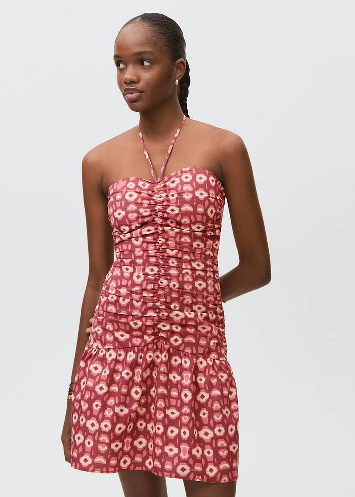 Printed ruched dress