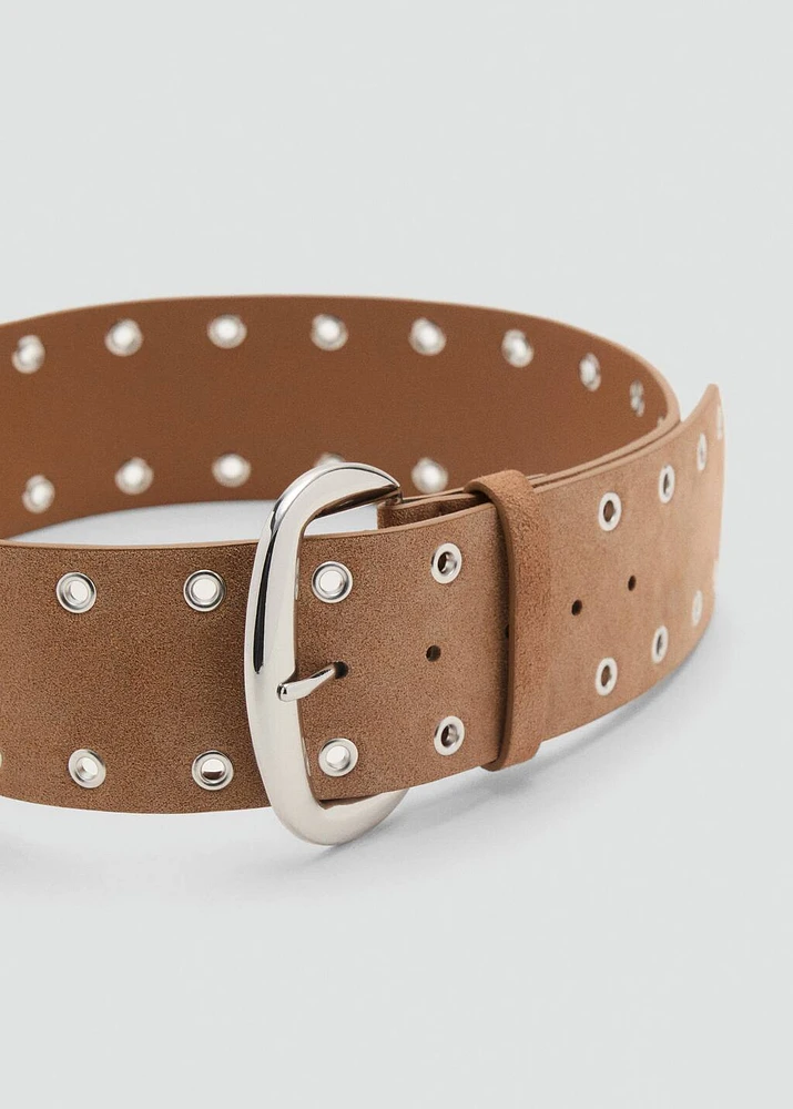 Wide studded leather belt