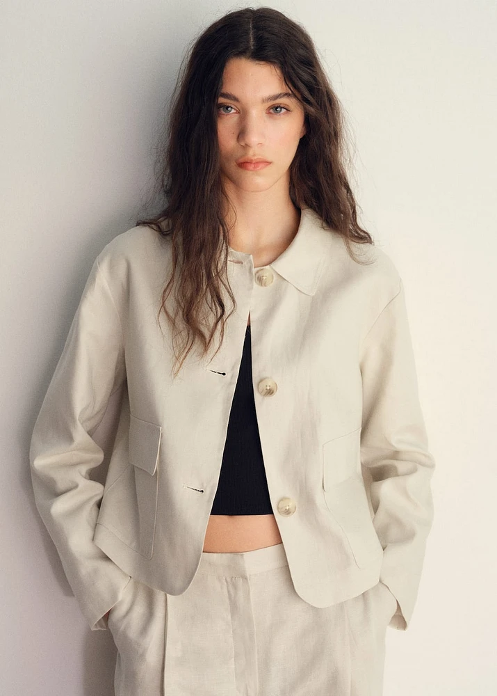 Pocket linen-blend jacket