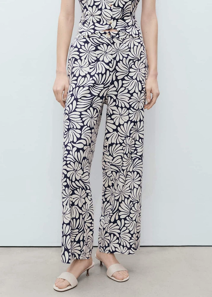 Floral linen pants