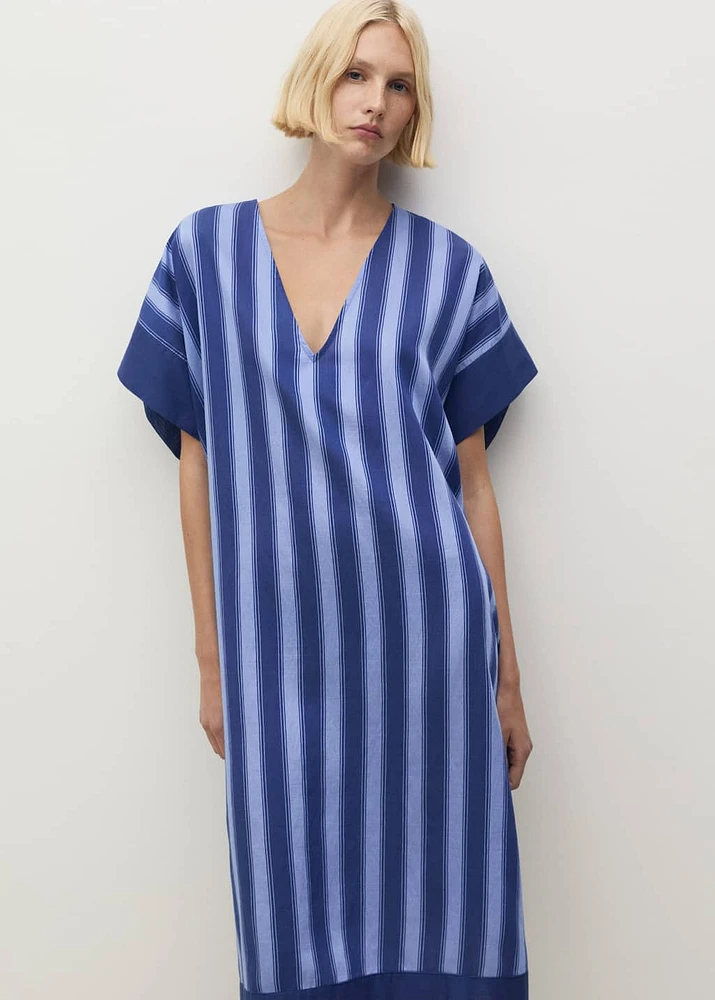 Lyocell two-tone caftan with woven stripe