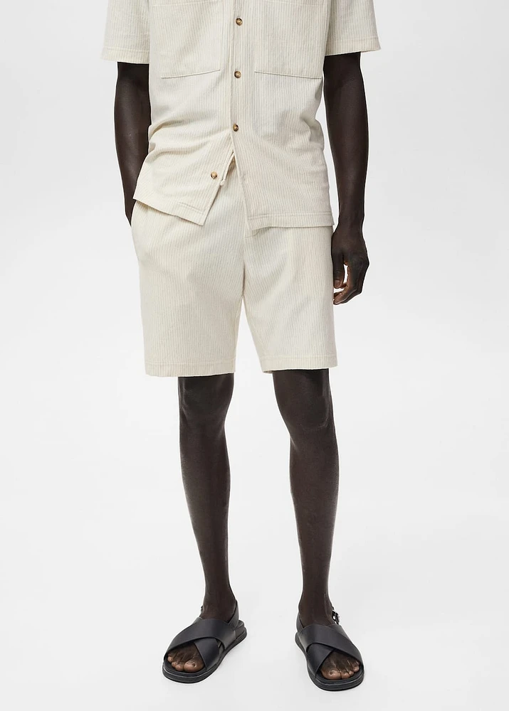 Striped cotton Bermuda shorts