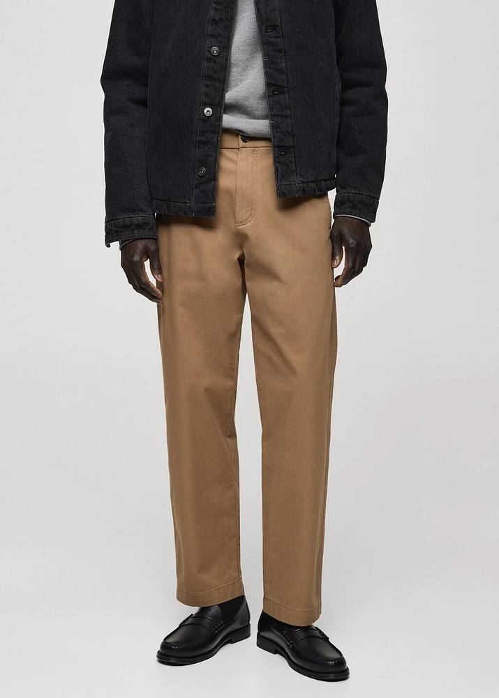 Regular-fit cotton pants with drawstring