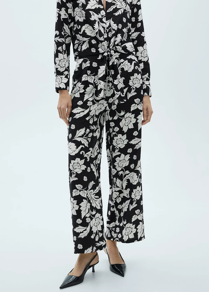 Floral print straight pants
