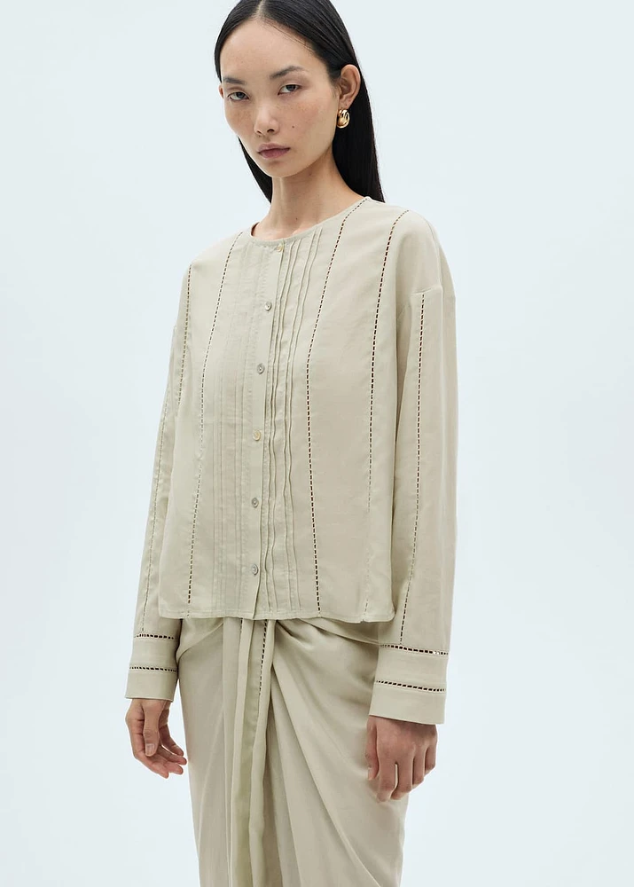 Lyocell blouse with openwork details