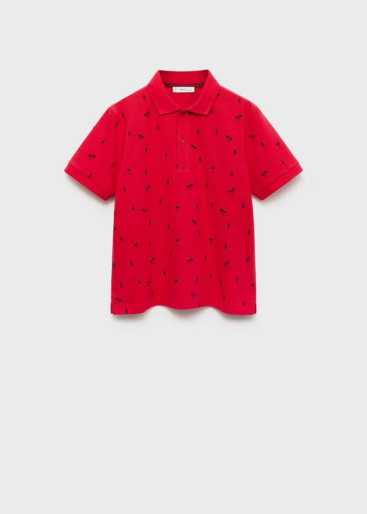 Printed cotton piqué polo shirt