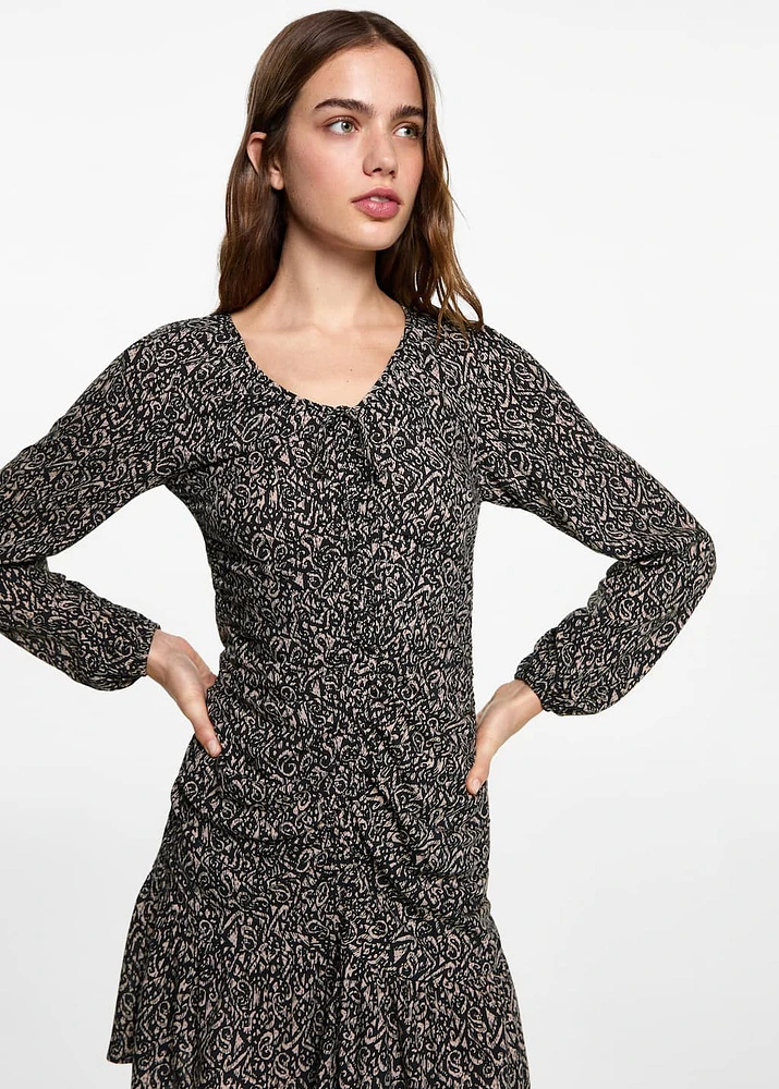 Printed ruched dress