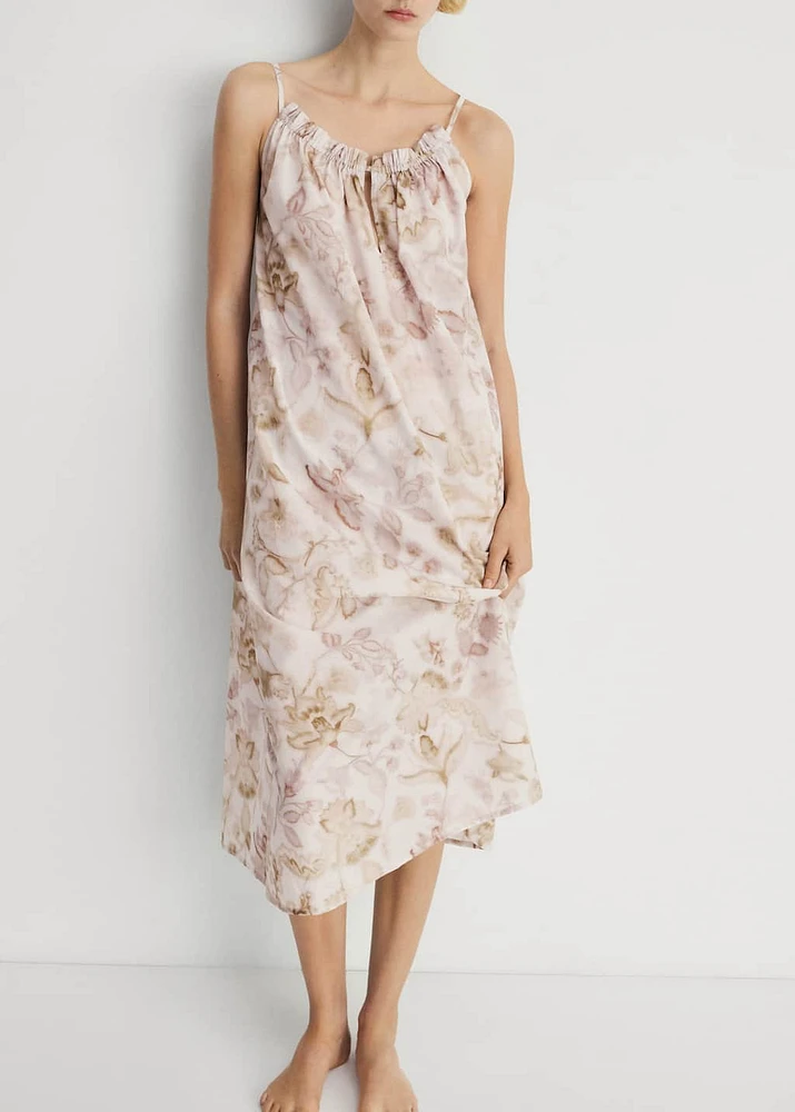 Floral print cotton nightgown