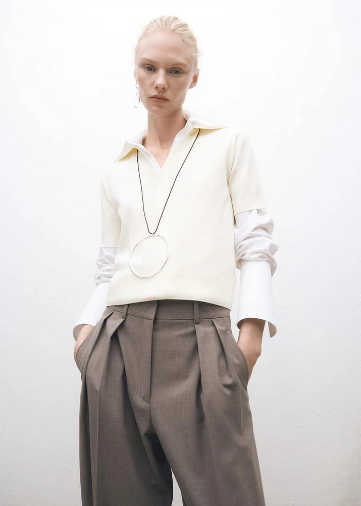 Wool-blend polo-neck sweater