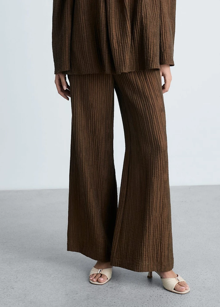 Straight textured trousers