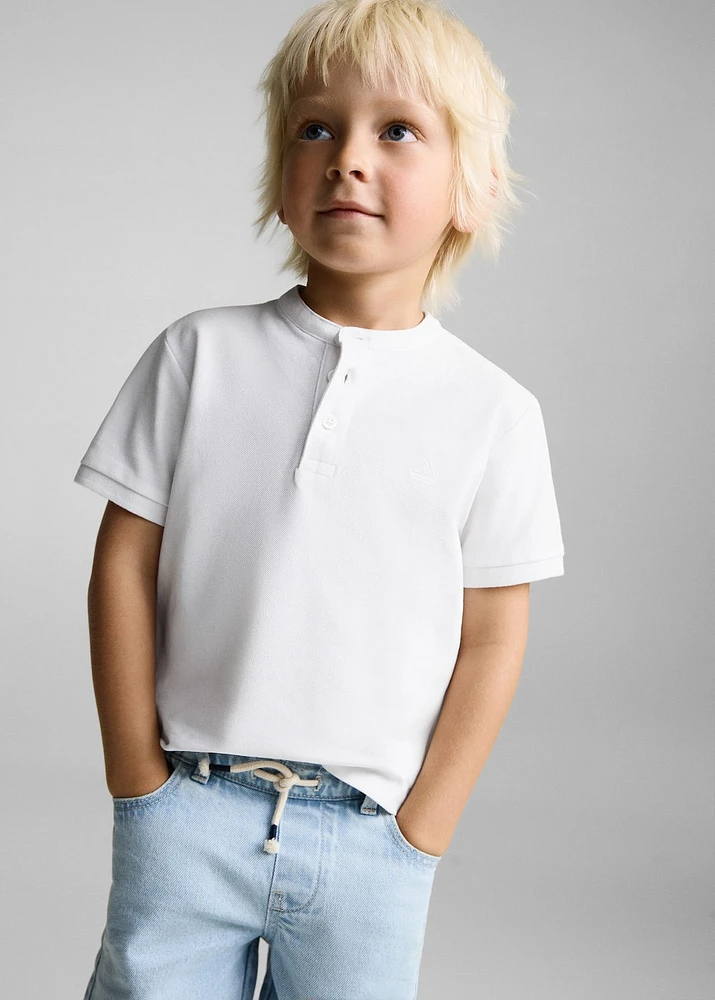 Mao collar cotton polo