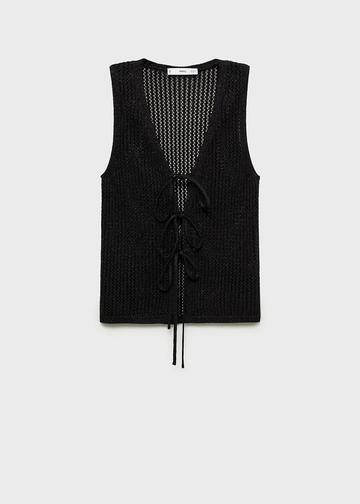 Openwork knitted vest
