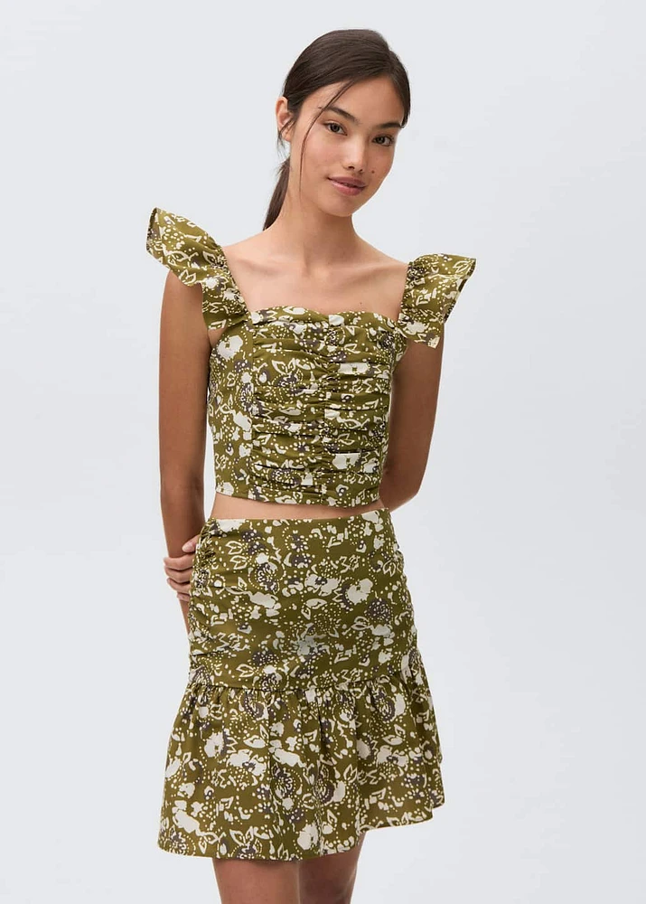 Ruffled printed miniskirt