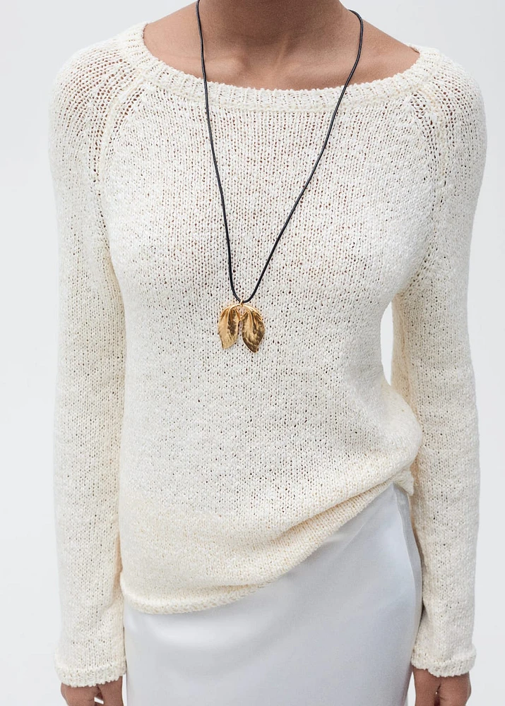 Round-neck crochet sweater