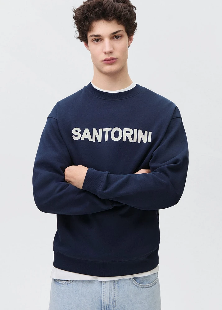 Cotton sweatshirt with printed message