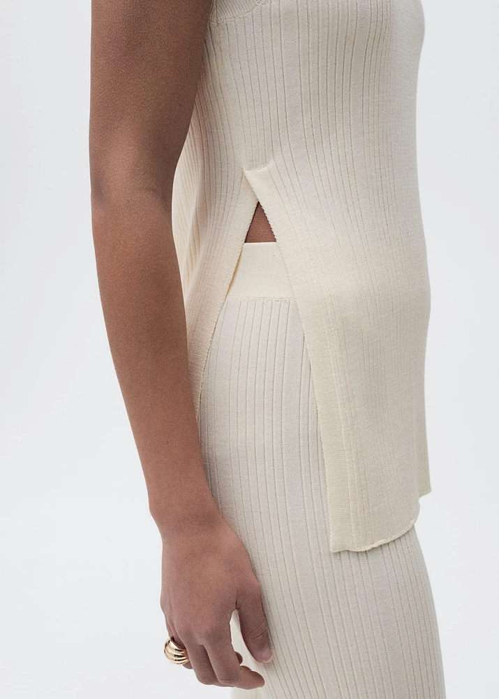 Flared rib-knit pants