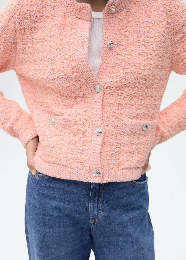 Tweed-effect jacket with jewel buttons
