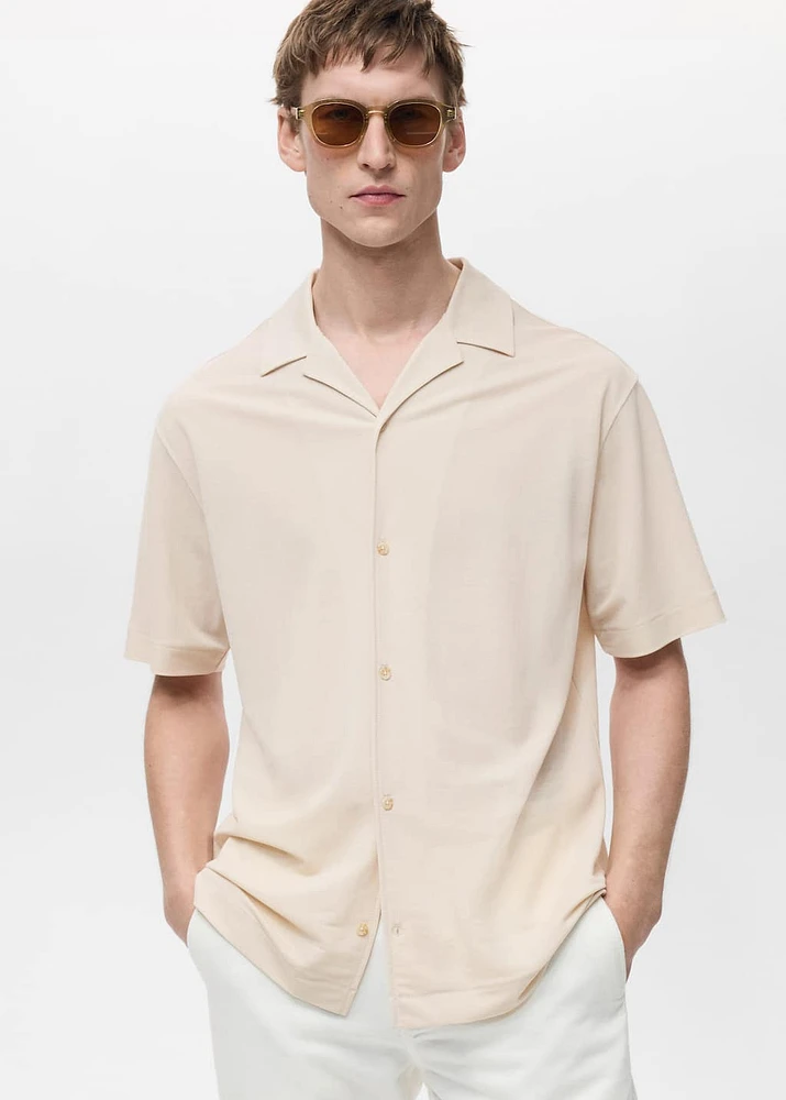 Modal shirt with bowling collar