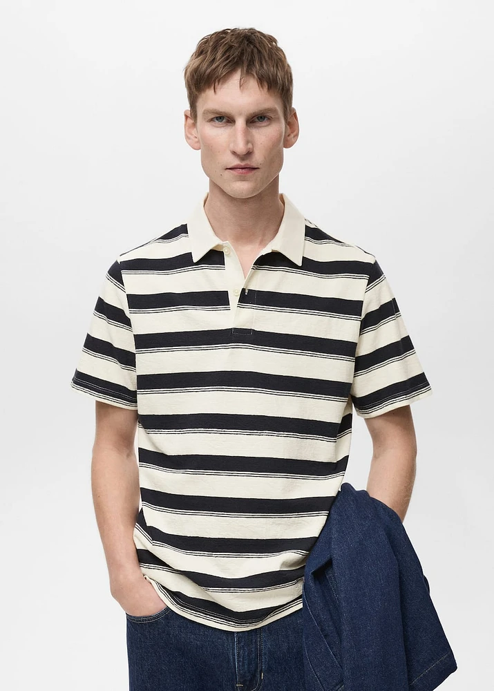 100% cotton striped polo shirt